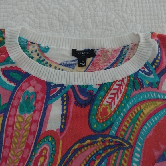 Talbots; S/P, Pull Over, Colorful Print, Three-Quarter Sleeve, Sweater - Picture 4 of 4